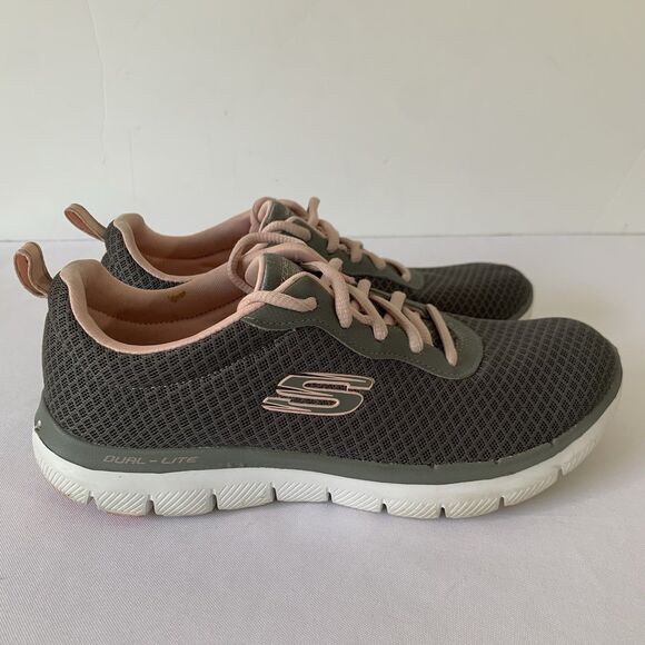 Skechers Flex Appeal 2.0 Shoes Sneakers Women 7.5 Gray Pink Workout Gym Running - Picture 2 of 9